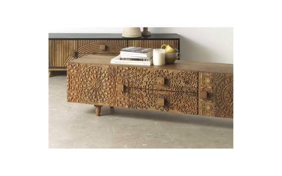 Mueble TV 2 Puertas 2 Cajones Tallados Decorados Serie Adialt