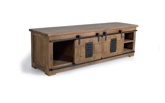 Mueble TV 2 Puertas Correderas 1 Cajon Estilo Industrial Aibiri