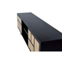 Mueble TV 2 Puertas Correderas Negro Rattan Serie Atenea