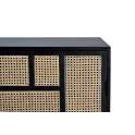 Mueble TV 2 Puertas Correderas Negro Rattan Serie Atenea