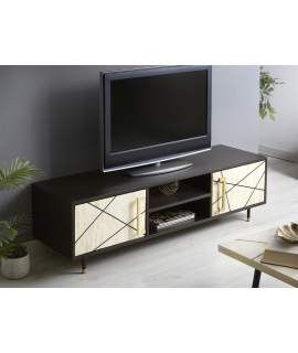 Mueble TV 2 Puertas Hueso y Madera Estilo Contemporaneo Miska