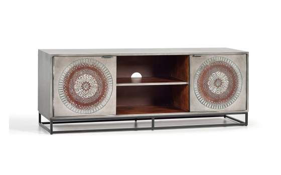 Mueble TV 2 Puertas Madera Decorada Etnica Wood Mandala