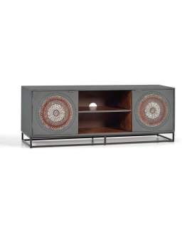 Mueble TV 2 Puertas Madera Decorada Etnica Wood Mandala