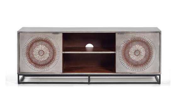 Mueble TV 2 Puertas Madera Decorada Etnica Wood Mandala