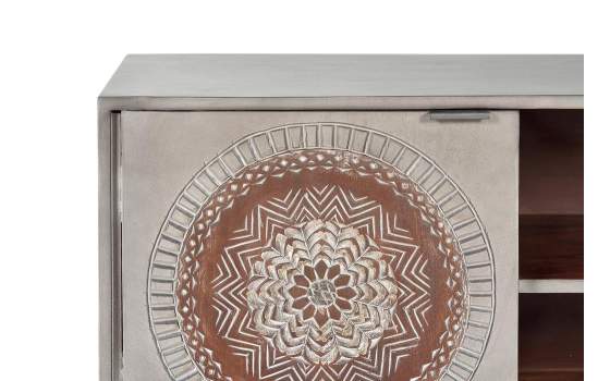 Mueble TV 2 Puertas Madera Decorada Etnica Wood Mandala