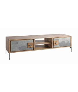 Mueble TV 2 Puertas Madera Piedra y Acero Serie Estone