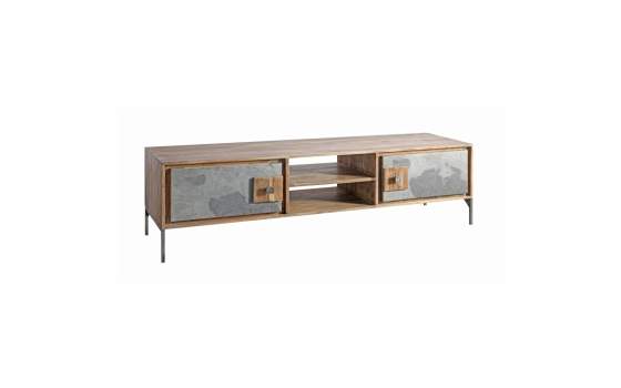 Mueble TV 2 Puertas Madera Piedra y Acero Serie Estone