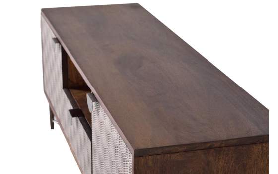Mueble TV 2 Puertas Talladas Blanco 1 Cajón Serie Acrasan