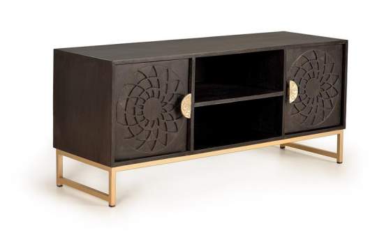 Mueble TV 2 Puertas Talladas Estilo Etnico Serie Aixis