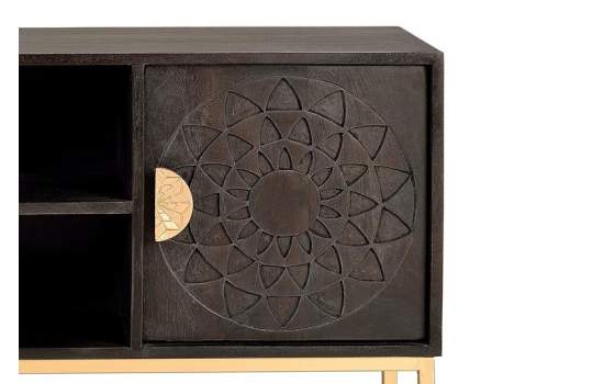 Mueble TV 2 Puertas Talladas Estilo Etnico Serie Aixis