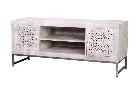 Mueble TV 2 Puertas Talladas Mandala Etnico Serie Mykonos
