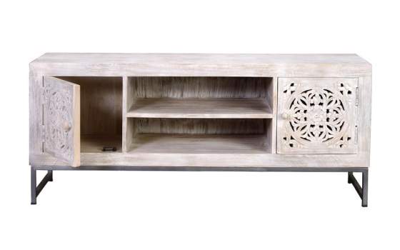 Mueble TV 2 Puertas Talladas Mandala Etnico Serie Mykonos
