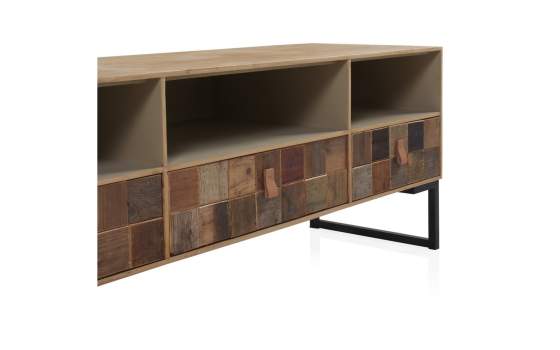 Mueble TV 3 Cajones Industrial Tablas Recicladas Serie Aerts