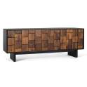 Mueble TV 3 Puertas Bicolor Negro Madera Serie Mysore