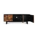 Mueble TV 3 Puertas Bicolor Negro Madera Serie Mysore