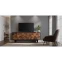 Mueble TV 3 Puertas Bicolor Negro Madera Serie Mysore