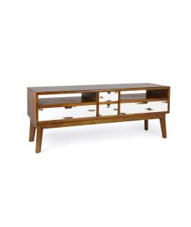 Mueble TV  4 Cajones Bicolor Estilo Colonial Serie Nordik