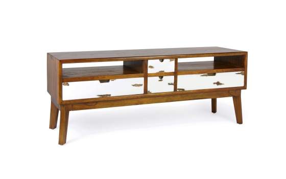 Mueble TV  4 Cajones Bicolor Estilo Colonial Serie Nordik