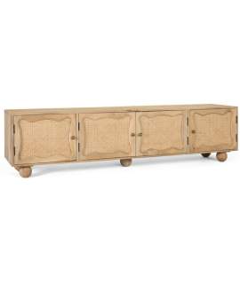 Mueble TV 4 Puertas Rejilla Ratan y Madera Serie Bargues