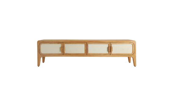 Mueble TV 4 Puertas Tejido Bambu Beige - Serie Lattes