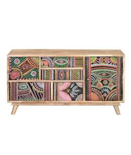 Mueble TV 5 Cajones 1 Puerta Diseño Colores Indio Americano Boho