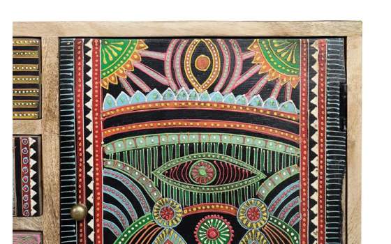 Mueble TV 5 Cajones 1 Puerta Diseño Colores Indio Americano Boho