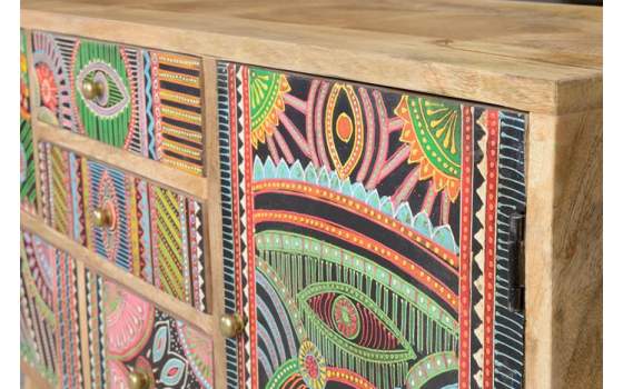 Mueble TV 5 Cajones 1 Puerta Diseño Colores Indio Americano Boho