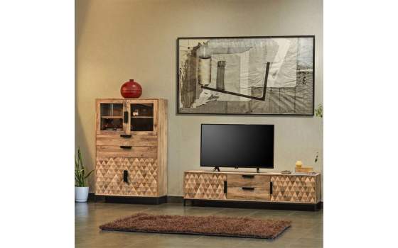 Mueble TV Acacia Natural 2 Puertas 2 Cajones Barons