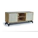 Mueble TV Actual 2 Puertas Plata y Madera Mango Abinos