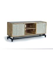 Mueble TV Actual 2 Puertas Plata y Madera Mango Abinos