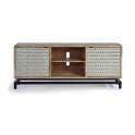 Mueble TV Actual 2 Puertas Plata y Madera Mango Abinos