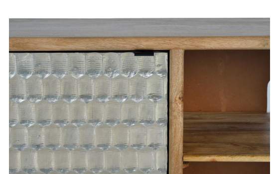 Mueble TV Actual 2 Puertas Plata y Madera Mango Abinos