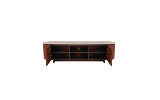 Mueble TV Actual 2 Puertas y Estantes Color Nogal Serie Allois