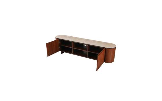 Mueble TV Actual 2 Puertas y Estantes Color Nogal Serie Allois