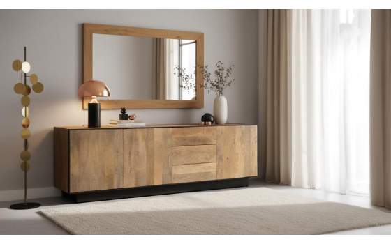 Mueble TV Actual 3 Puertas 3 Cajones en Mango Serie Aoiz