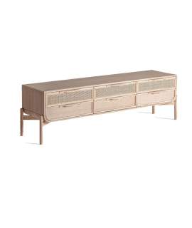Mueble TV Actual 4 Cajones Madera Rattan - Serie Weurtz