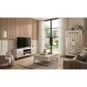 Mueble TV Bajo Blanco Tallado 2 Puertas - Serie Mykonos