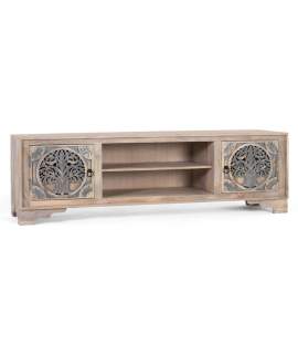Mueble TV Bajo Diseño Oriental Tallado a Mano Serie Allapli