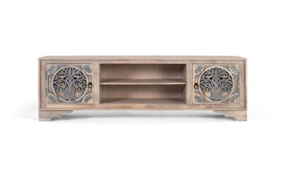 Mueble TV Bajo Diseño Oriental Tallado a Mano Serie Allapli