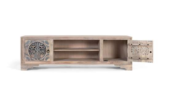 Mueble TV Bajo Diseño Oriental Tallado a Mano Serie Allapli