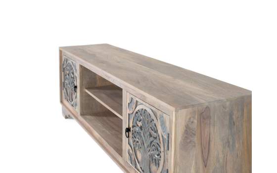 Mueble TV Bajo Diseño Oriental Tallado a Mano Serie Allapli