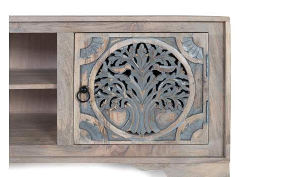 Mueble TV Bajo Diseño Oriental Tallado a Mano Serie Allapli