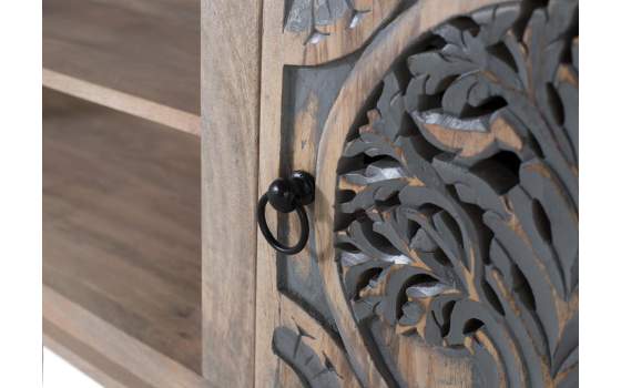 Mueble TV Bajo Diseño Oriental Tallado a Mano Serie Allapli