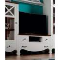 Mueble TV Bajo Provenzal 3 Cajones en Blanco Serie Praga