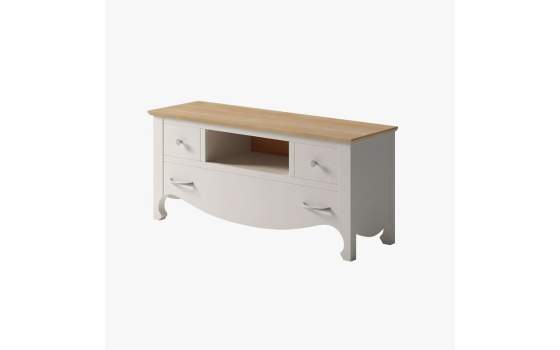 Mueble TV Bajo Provenzal 3 Cajones en Blanco Serie Praga