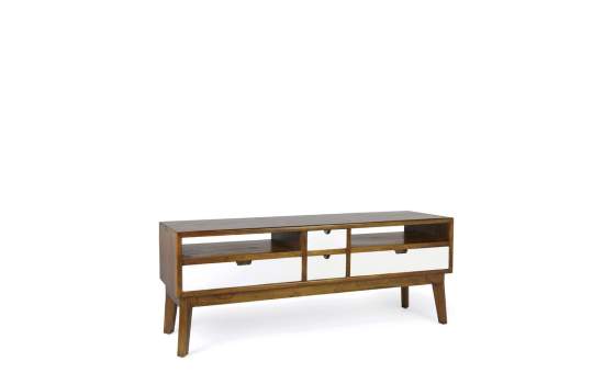 Mueble TV Bicolor Blanco Nogal Estilo Colonial Serie Artict