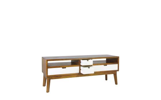 Mueble TV Bicolor Blanco Nogal Estilo Colonial Serie Artict