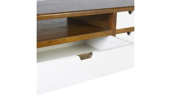 Mueble TV Bicolor Blanco Nogal Estilo Colonial Serie Artict