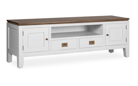 Mueble TV Blanco Nogal 2 Cajones 2 Puertas Serie Everest