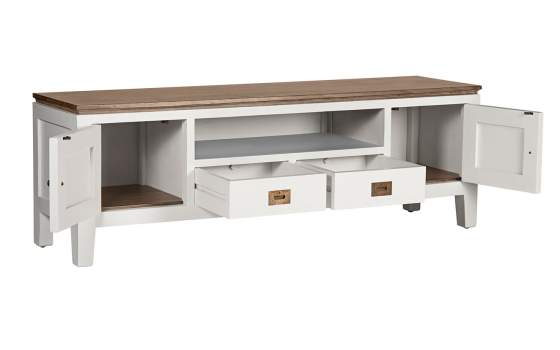Mueble TV Blanco Nogal 2 Cajones 2 Puertas Serie Everest